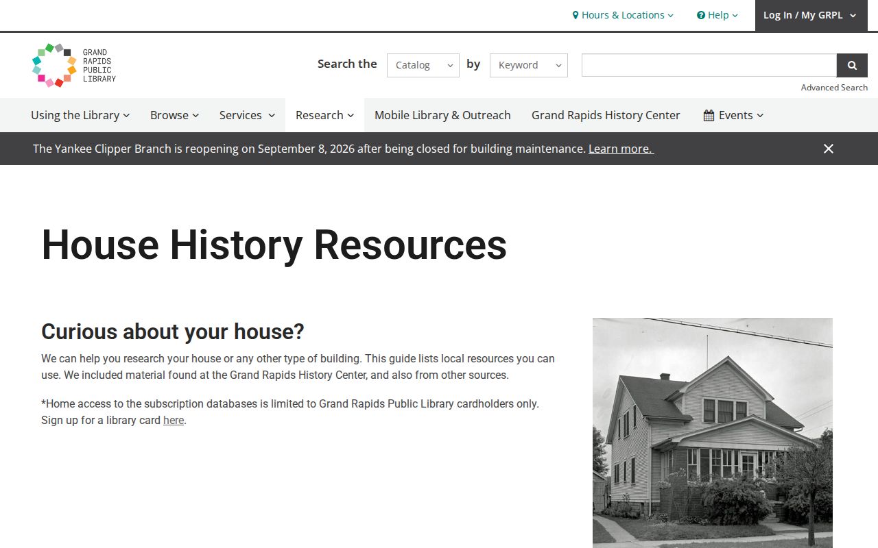 Grand Rapids previous residents research in the GRPL House History guide