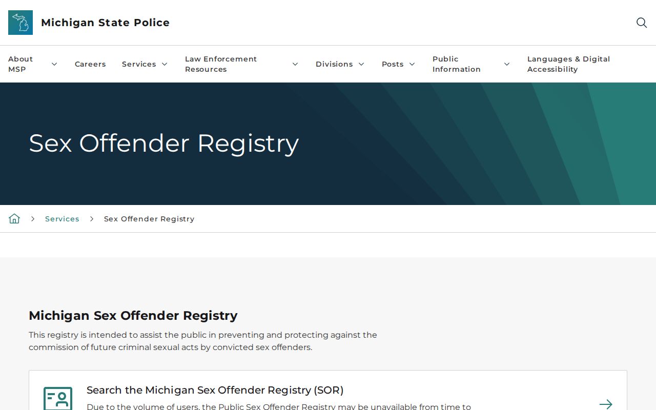 Grand Rapids resident lookup Michigan public sex offender registry information
