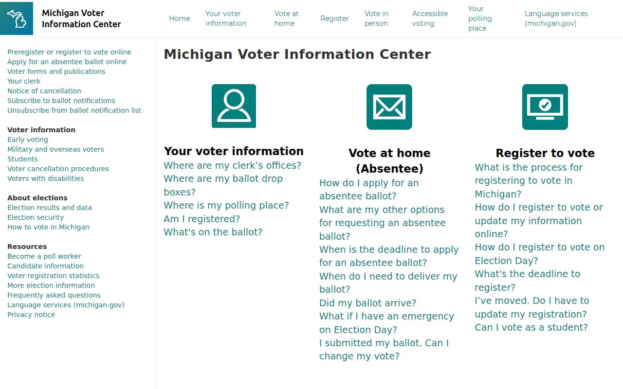 Grand Rapids resident lookup Michigan Voter Information Center screen