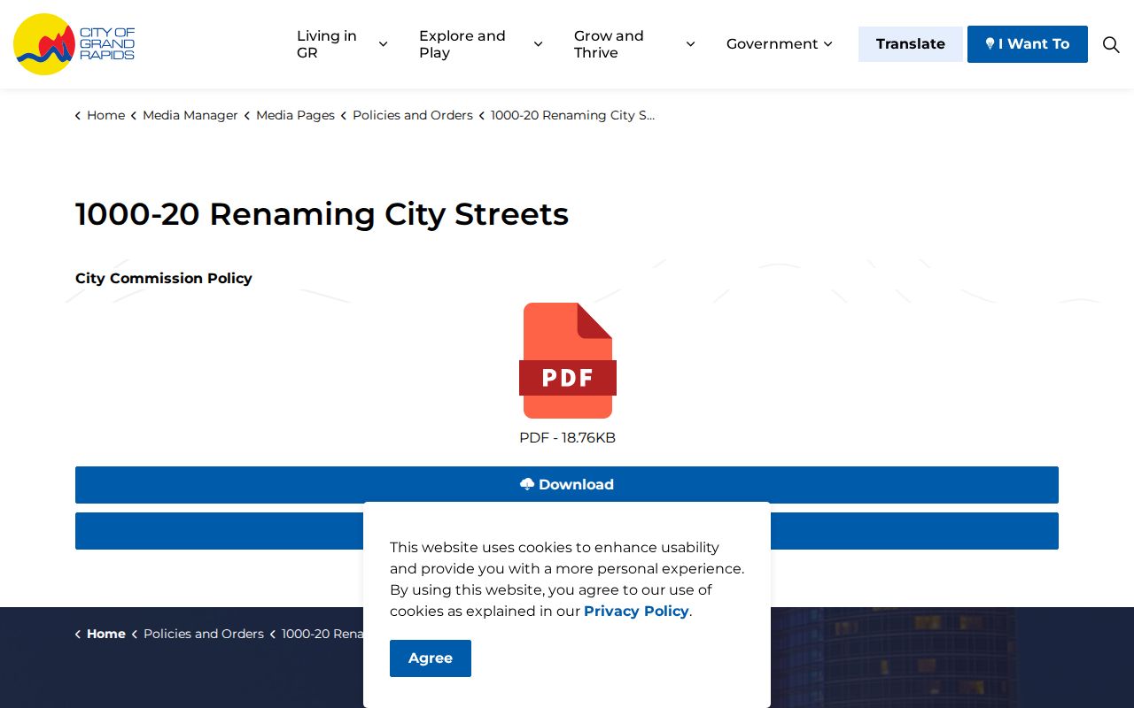 Grand Rapids ZIP code directory street renaming policy page
